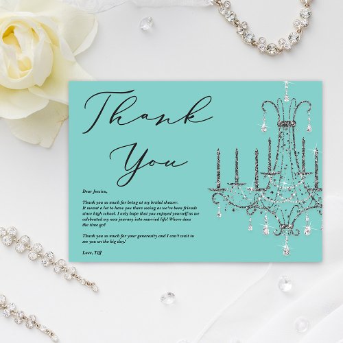 Bride and Co Chandelier Blue Thank You  Invitation