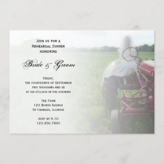 Bride and Farm Tractor Country Rehearsal Dinner Invitation