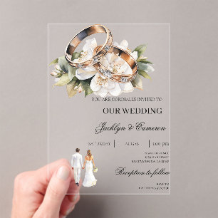 Bride and groom acrylic invitations