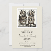 Bride and Groom Aloha Pineapple Tiki Head Wedding 