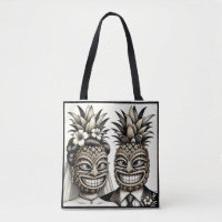 Bride and Groom Aloha Pineapple Tiki Head Wedding 