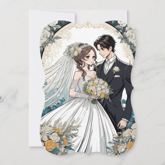 Bride and Groom Anime wedding invitation (Front)