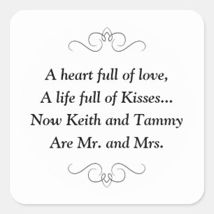 Bride and Groom Are Now Mr and Mrs Wedding Square Sticker