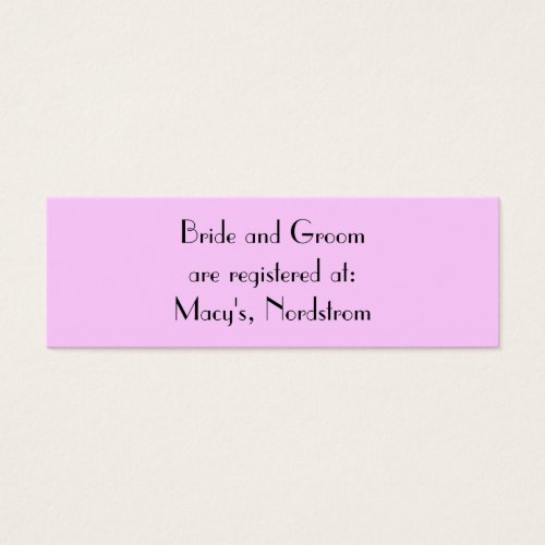 Bride and Groom are registered at:... Business Card Template