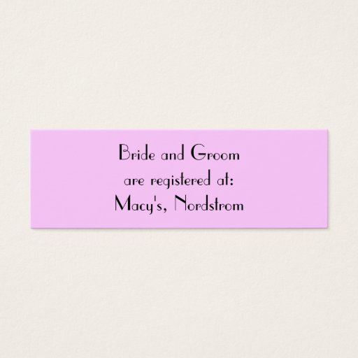 Customizable Bride and Groom are registered at:... Business Card Template