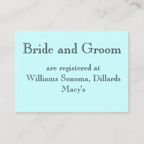 Bride and Groom, are registered at... Business Card Template