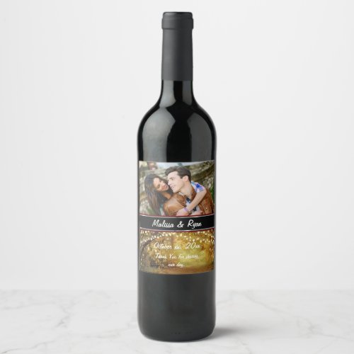 Bride and Groom Autumn Wedding Custom Wine Label