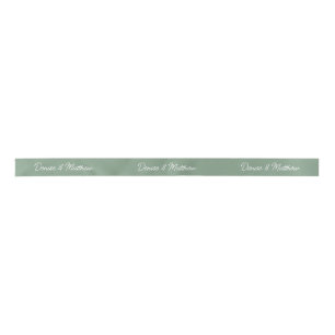 Bride and Groom Basil Green  Satin Ribbon