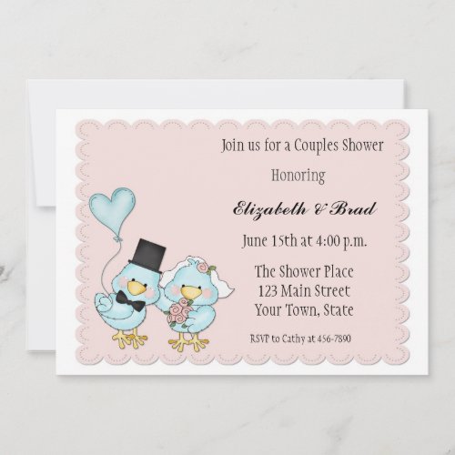 Bride and Groom Birds Couples Wedding Shower Invitation