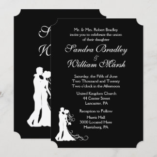 Bride and Groom Black and White Invitation