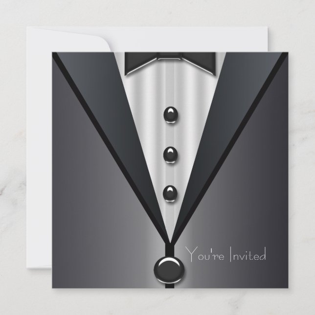 Bride And Groom Black Tie Party Invitation (Front)