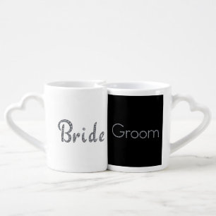 Bride and groom bling couples mug set