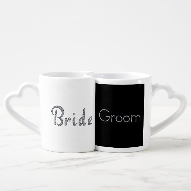 Bride and groom bling couples mug set (Back Nesting)