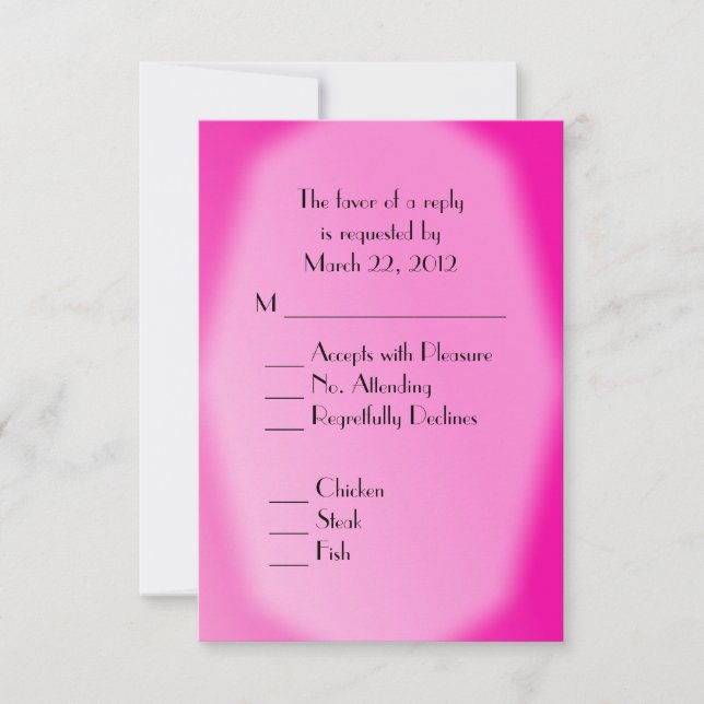 Bride and Groom Blue Wedding Fuchsia RSVP Card (Front)