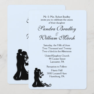 Bride and Groom Blue Wedding Invitation