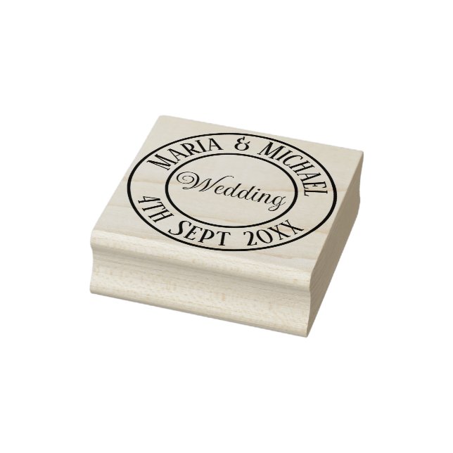 Bride and Groom Blush Pink Wedding Rubber Stamp (Stamp)