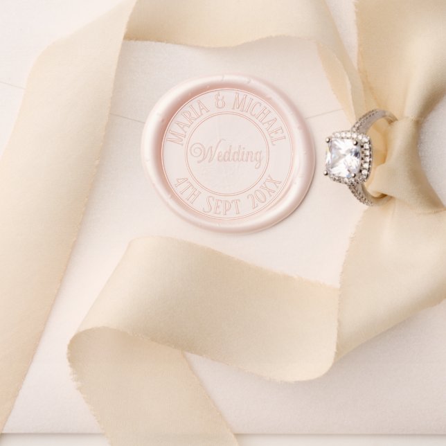 Bride and Groom Blush Pink Wedding Wax Seal Stamp (Insitu (Wedding))