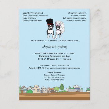 Bride And Groom Boston Terrier Wedding Shower Invitation by malibuitalian at Zazzle