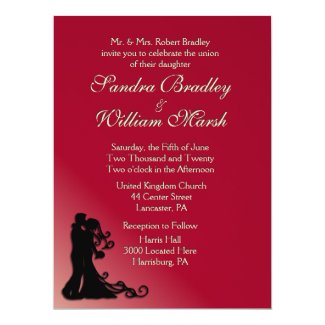 Bride and Groom Burgundy 6.5x8.75 Paper Invitation Card