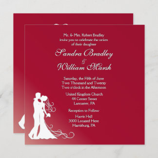 Bride and Groom Burgundy Wedding Invitation