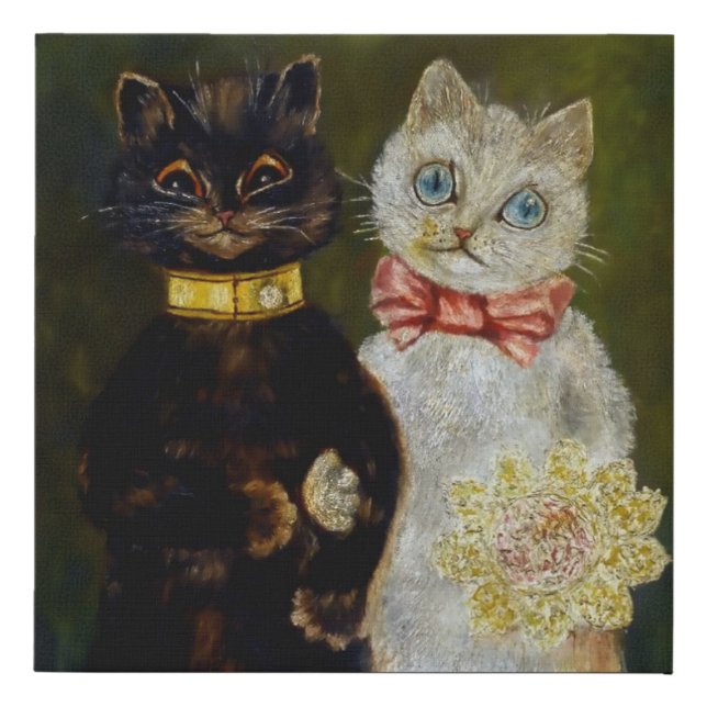 “Bride and Groom” by Louis Wain Faux Canvas Print (Front)