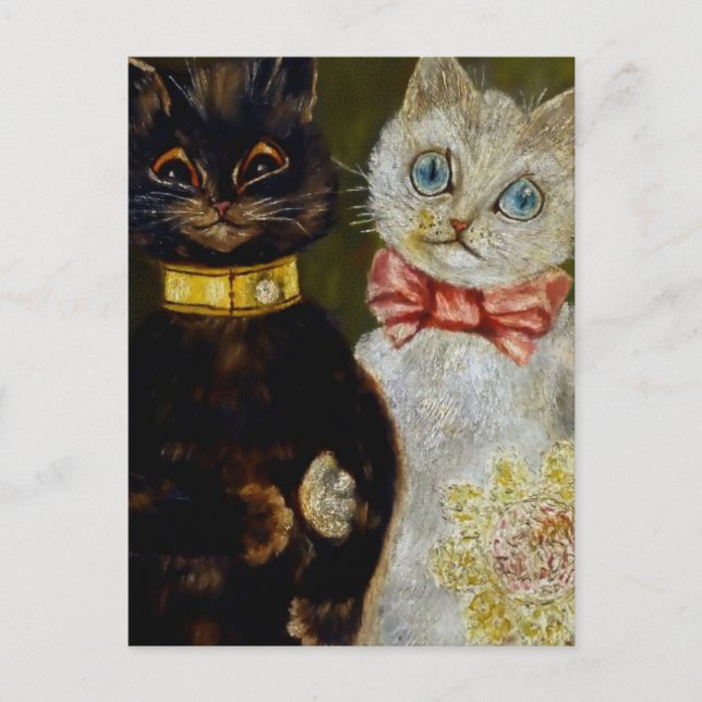 “Bride and Groom” by Louis Wain Postcard (Front)