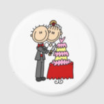 Bride And Groom By The Wedding Cake Magnet<br><div class="desc">Cute stick figure newlyweds pose by their enormous wedding cake.</div>