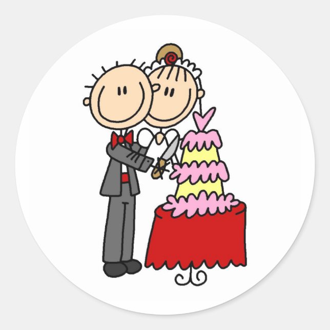 Bride And Groom By The Wedding Cake Sticker (Front)