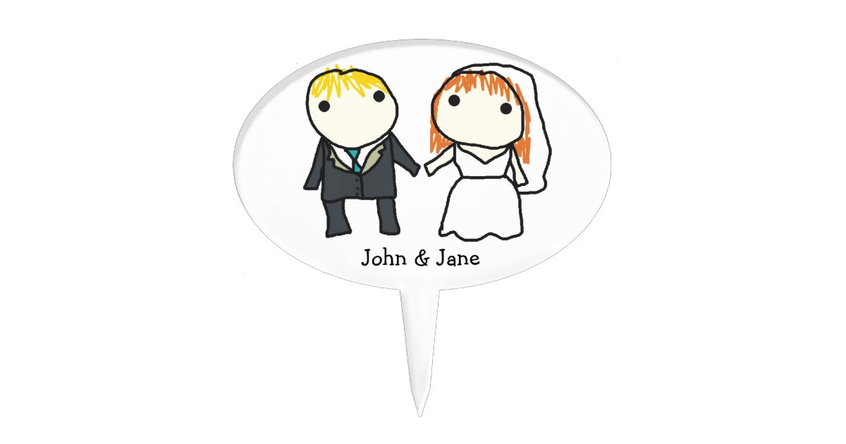 Bride and Groom Cartoon Wedding Cake Topper | Zazzle.com
