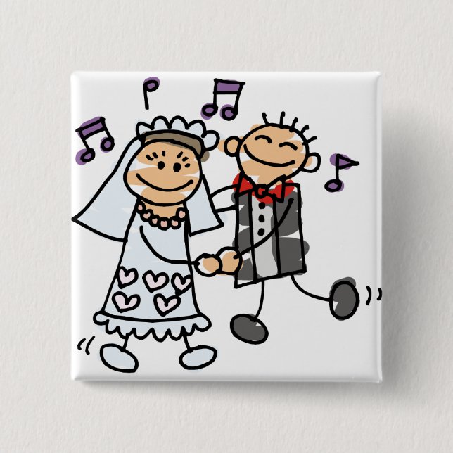 Bride and Groom Celebrate Button (Front)