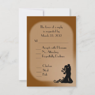 Bride and Groom Chocolate Brown Wedding RSVP Card