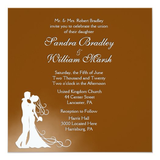 Bride and Groom Chocolate Wedding Invitation