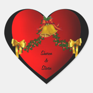 Bride and Groom Christmas Heart Sticker