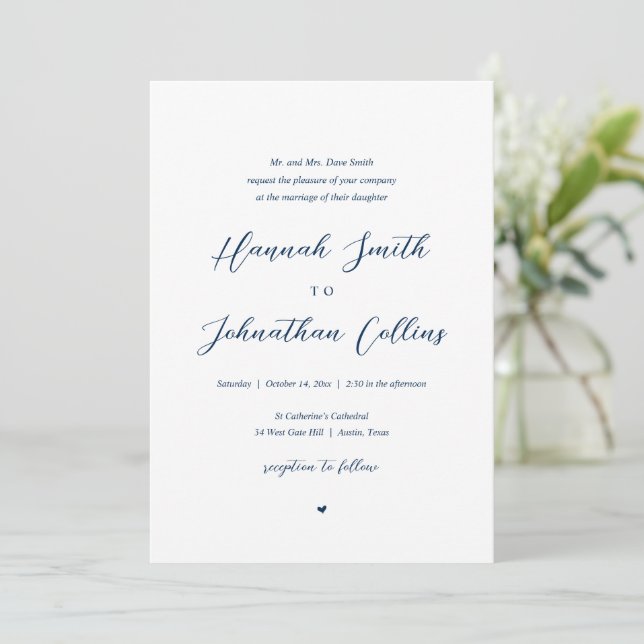 Bride and Groom Church Wedding, Bride Parents Invi Invitation (Standing Front)
