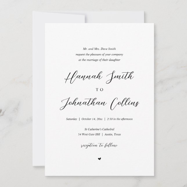 Bride and Groom Church Wedding, Bride Parents Invitation (Front)