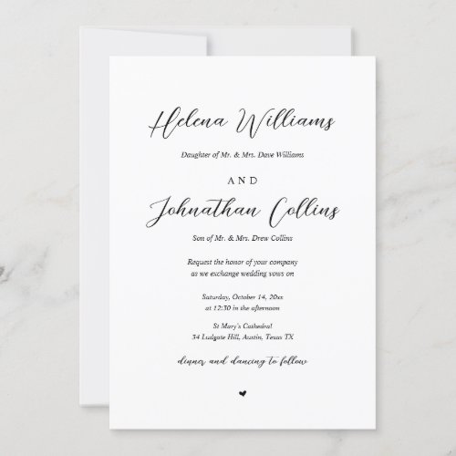 Bride and Groom Church Wedding with Parents Invitation