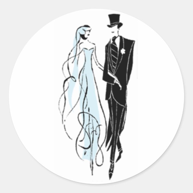 Bride and Groom Classic Round Sticker (Front)