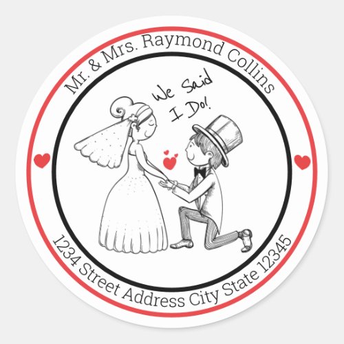 Bride and Groom Classic Round Sticker