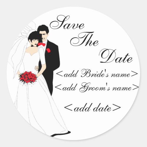 Bride and Groom Classic Round Sticker