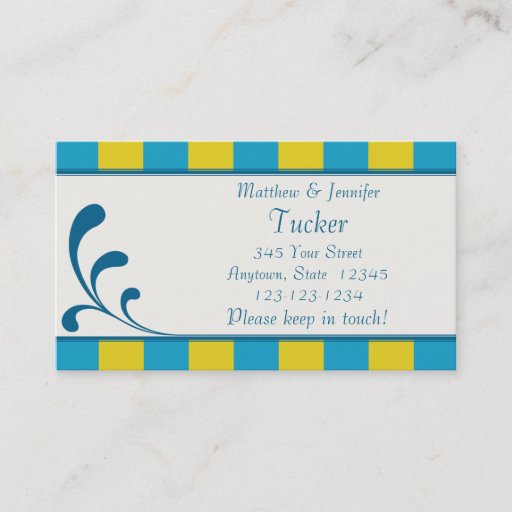 Customizable Bride and Groom Contact Information Card Business Card