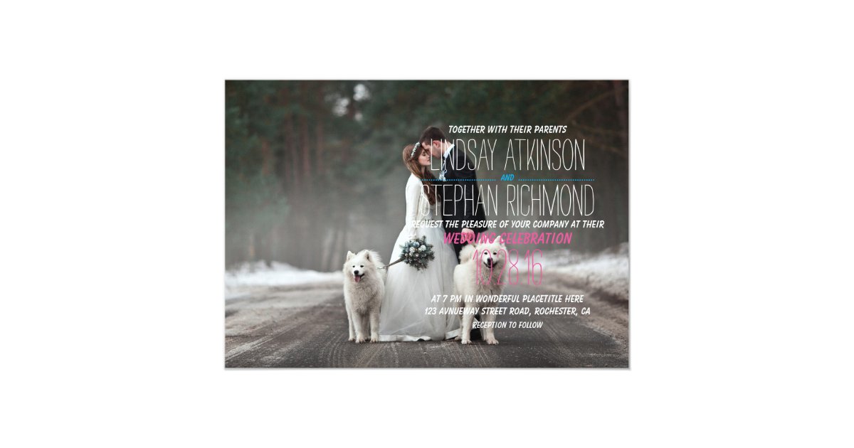 Bride And Groom Couple Christmas White Dogs Invitation Zazzle Com