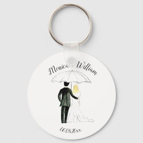 Bride and Groom Couple Elegant Date Wedding Keychain