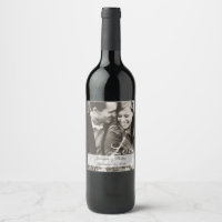 Bride and Groom Couple Photo Wedding Wine Label