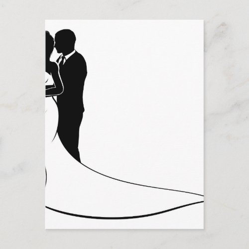 Bride and Groom Couple Wedding Silhouette Postcard