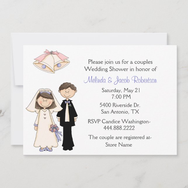 Bride and Groom Couples Wedding Shower Invitation (Front)