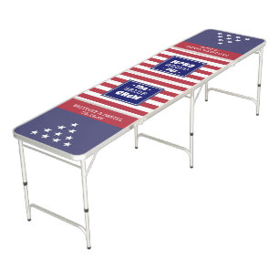 Bride and Groom Crew Stars and Stripes Beer Pong Table