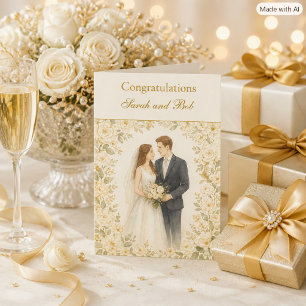 Bride and Groom Custom Names Congratulations Card