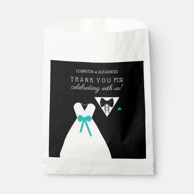 bride and groom favor bags