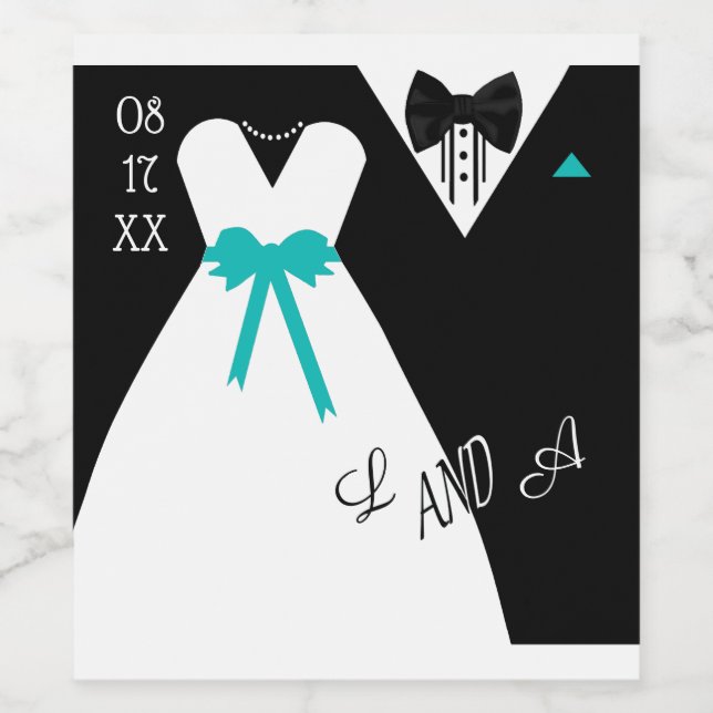 Bride and Groom Customize The Color Wedding Wine Label (Single Label)