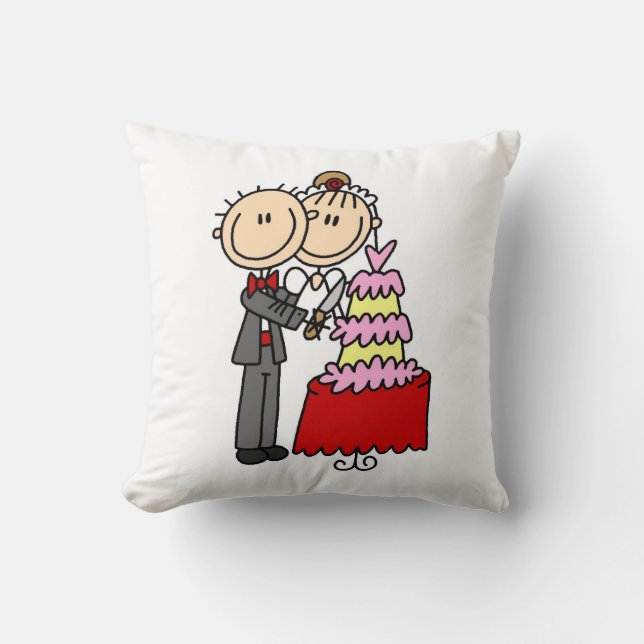 Bride and Groom Cut the Cake T-shirts and gifts Throw Pillow (Front)
